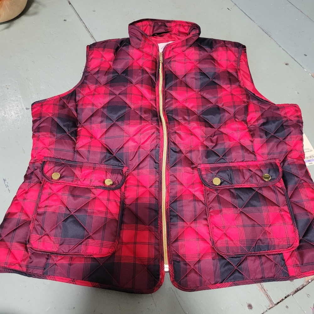 St. John's red and black quilted vest